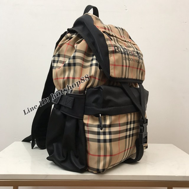 Burberry專櫃新款實用型雙肩包 巴寶莉Vintage復古格紋尼龍男士雙肩包 yxb1446